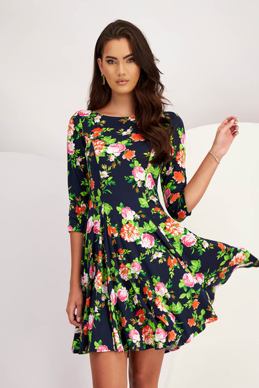 Rochii online, Rochie din jersey scurta in clos cu imprimeu floral - StarShinerS - StarShinerS.ro