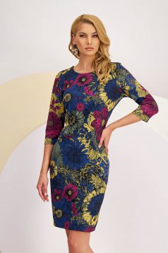 Rochie din tricot subtire cu un croi drept si imprimeu digital floral - StarShinerS