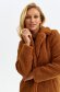 Lightbrown coat from ecological fur long straight lateral pockets 2 - StarShinerS.com