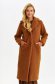 Lightbrown coat from ecological fur long straight lateral pockets 1 - StarShinerS.com