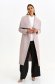 Lightpink coat elastic cloth long straight accessorized with tied waistband lateral pockets 2 - StarShinerS.com