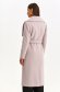 Lightpink coat elastic cloth long straight accessorized with tied waistband lateral pockets 3 - StarShinerS.com