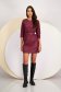 Cherry-colored faux leather dress with a straight cut accessorized with a belt - SunShine 4 - StarShinerS.com