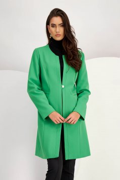 Green fabric coat with a straight cut