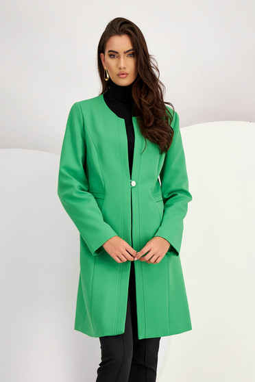 Green overcoat elastic cloth straight