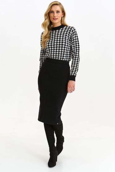 Skirts, Black skirt knitted midi pencil with elastic waist - StarShinerS.com