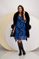 Printed Mesh Midi Dress with a Straight Cut and V-Neckline - Lady Pandora 5 - StarShinerS.com