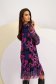 Mesh Printed Midi Dress with a Straight Cut and V-neckline - Lady Pandora 2 - StarShinerS.com