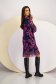 Mesh Printed Midi Dress with a Straight Cut and V-neckline - Lady Pandora 4 - StarShinerS.com