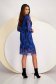 Mesh Printed Midi Dress with a Straight Cut and V-Neck - Lady Pandora 4 - StarShinerS.com