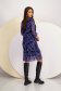 Mesh Printed Midi Dress with a Straight Cut and V-neck - Lady Pandora 4 - StarShinerS.com