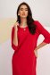 Red Midi Crepe Pencil Dress with Rounded Neckline - Lady Pandora 6 - StarShinerS.com