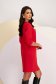 Red Midi Crepe Pencil Dress with Rounded Neckline - Lady Pandora 2 - StarShinerS.com
