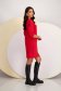 Red Midi Crepe Pencil Dress with Rounded Neckline - Lady Pandora 4 - StarShinerS.com