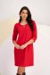Red Midi Crepe Pencil Dress with Rounded Neckline - Lady Pandora 1 - StarShinerS.com