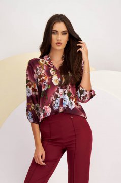 Ladies' blouse made of thin material with a loose fit and Russian collar - Lady Pandora