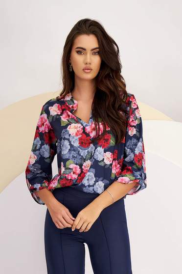Casual Blouses, Women`s blouse thin fabric loose fit with floral print - StarShinerS.com