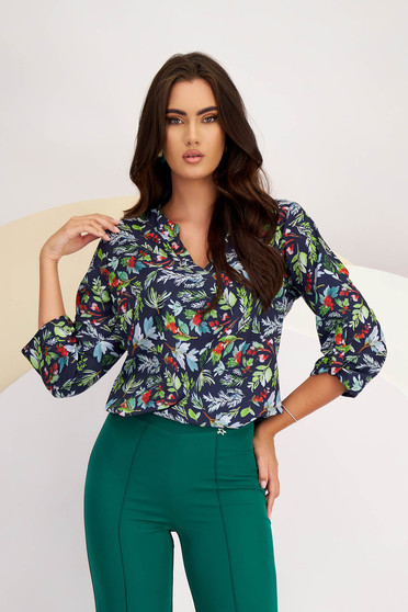 Women`s blouse thin fabric loose fit with floral print