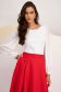 Ladies' blouse in white crepe with puffed voile sleeves - StarShinerS 6 - StarShinerS.com