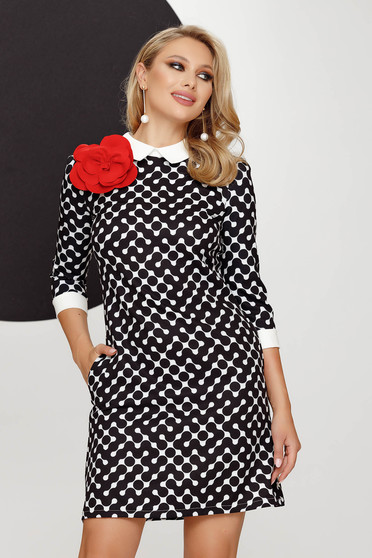Fall dresses, Dress elastic cloth short cut straight with flower shaped brestpin - StarShinerS.com