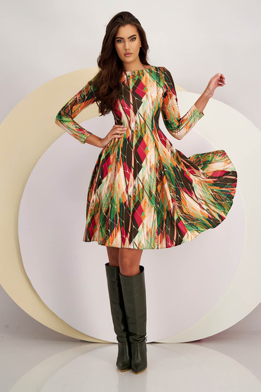 Floral print dresses, - StarShinerS dress crepe short cut cloche abstract - StarShinerS.com