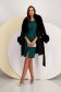 Dark Green Knee-Length Pencil Dress with Puff Sleeves in Veil Fabric - StarShinerS 5 - StarShinerS.com