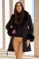 Palton din stofa negru cu un croi drept si insertii de blana ecologica detasabile - SunShine 3 - StarShinerS.ro