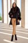 Palton din stofa negru cu un croi drept si insertii de blana ecologica detasabile - SunShine 6 - StarShinerS.ro