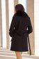 Palton din stofa negru cu un croi drept si insertii de blana ecologica detasabile - SunShine 2 - StarShinerS.ro
