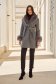 Grey cloth coat with a straight cut and detachable faux fur inserts - SunShine 6 - StarShinerS.com