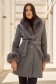 Grey cloth coat with a straight cut and detachable faux fur inserts - SunShine 1 - StarShinerS.com