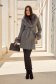 Grey cloth coat with a straight cut and detachable faux fur inserts - SunShine 3 - StarShinerS.com