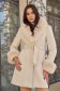 Palton din stofa bej cu un croi drept si insertii de blana ecologica detasabile - SunShine 1 - StarShinerS.ro