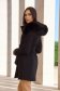 Black cloth coat with a straight cut and detachable hood accessorized with faux fur - SunShine 3 - StarShinerS.com