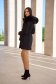 Black cloth coat with a straight cut and detachable hood accessorized with faux fur - SunShine 6 - StarShinerS.com