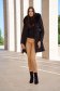 Palton din stofa negru cu un croi drept si gluga detasabila accesorizata cu blana ecologica - SunShine 5 - StarShinerS.ro