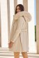 Palton din stofa bej cu un croi drept si gluga detasabila accesorizata cu blana ecologica - SunShine 2 - StarShinerS.ro