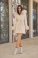 Beige cloth coat with a straight cut and detachable hood with side pockets - SunShine 4 - StarShinerS.com