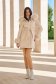 Beige cloth coat with a straight cut and detachable hood with side pockets - SunShine 2 - StarShinerS.com