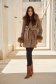 Brown cloth coat with a straight cut and detachable hood with side pockets - SunShine 3 - StarShinerS.com