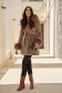 Brown cloth coat with a straight cut and detachable hood with side pockets - SunShine 1 - StarShinerS.com