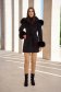 Black woolen coat with a straight cut and detachable hood with side pockets - SunShine 5 - StarShinerS.com