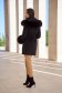 Black woolen coat with a straight cut and detachable hood with side pockets - SunShine 3 - StarShinerS.com