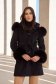 Black woolen coat with a straight cut and detachable hood with side pockets - SunShine 1 - StarShinerS.com