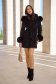 Black woolen coat with a straight cut and detachable hood with side pockets - SunShine 2 - StarShinerS.com