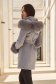 Grey cloth coat with a straight cut and detachable hood with side pockets - SunShine 2 - StarShinerS.com
