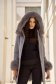 Grey cloth coat with a straight cut and detachable hood with side pockets - SunShine 3 - StarShinerS.com