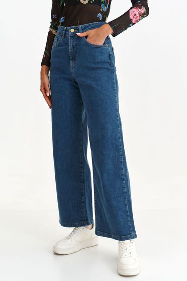 High waisted jeans, Darkblue jeans flared high waisted lateral pockets - StarShinerS.com