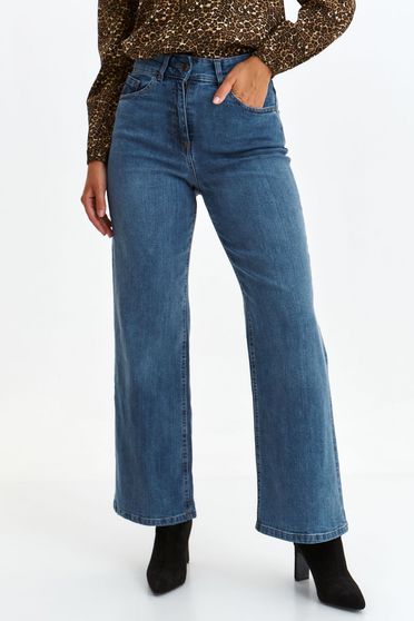 Blue jeans flared high waisted lateral pockets