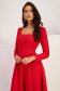 Red Crepe Short A-line Dress with Square Neckline - StarShinerS 6 - StarShinerS.com